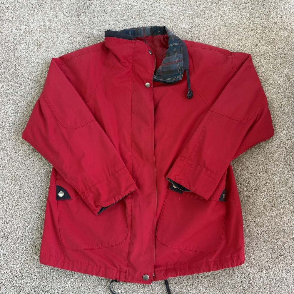 Vintage Mulberry Street Jacket Womens Medium Red Cotton Twill Collared Snap